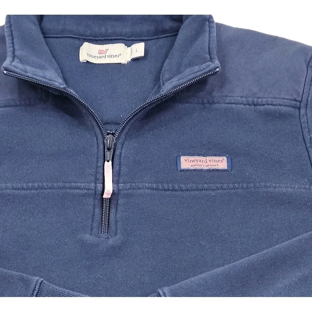 Vineyard Vines Womens Blue L Shep Shirt 1/4 Zip Pullover Soft Sweatshirt 2K6115